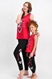 Minnie Mouse Lisanslı Kırmızı Kız Çocuk Tayt Pijama Takım