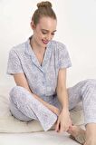 Arnetta Ethnic Buz Mavi Kadın Gömlek Pijama