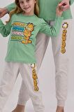 Garfield Lisanslı Mint Yeşili Kadın Pijama Takımı