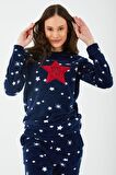 Arnetta Shine Lacivert Kadın Uzun Kol Pijama Takım