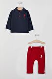 U.S. Polo Assn Lisanslı Yakalı Lacivert Erkek Bebek Uzun Kol Sweatshirt Takım
