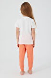 Rolypoly Think Happy Be Happy Krem Kız Çocuk Kısa Kol Pijama Takım