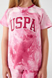 U.S. Polo Assn Pink Font Detail Açık Beyazkız Çocuk Şort Takım