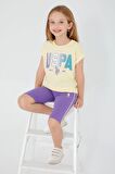 U.S. Polo Assn. U.s. Polo Assn Shapeless Writing Açık Sarı Kız Çocuk Bermuda Takım