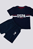 U.S. Polo Assn Stripe Lacivert Bebek Tshirt Takım