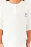 U.S. Polo Assn Tiny Line Detail Beyaz Kız Çocuk Şort Takım