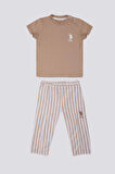 U.S. Polo Assn Delicate Light Texture Açık Kahverengi Bebek Tshirt Takım