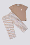 U.S. Polo Assn Delicate Light Texture Açık Kahverengi Bebek Tshirt Takım