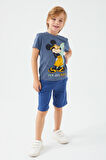 Mickey Mouse D4785-3 Erkek Çocuk Bermuda Takım Lacivert Melanj