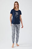 Pierre Cardin Friday Feelings Lacivert Kadın Kısa Kol Pijama Takım