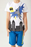 Batman City Beyaz Erkek Çocuk Bermuda Takım