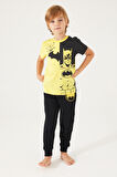 Batman Yellow Batman Sarı Erkek Çocuk Kısa Kol Pijama Takım