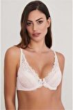 Kadın Balenli Kaplı Üçgen Dantelli Sütyen Ekru-310