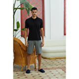 Eros 28020 Siyah Pamuklu Polo Yaka Erkek Şort Takım