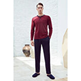 Eros 29050 Bordo Pamuklu Erkek Pijama Takımı