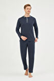 Eros 29230 Lacivert Kutulu 5'Li Pamuklu Erkek Pijama Seti 