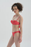 Straplez Kaplı Kırmızı Bikini Üst