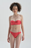 Straplez Kaplı Kırmızı Bikini Üst