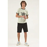 Eros 30375 Yeşil Pamuklu Yuvarlak Yaka Erkek Şort Takım