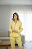 Varol %100 Pamuk Müslin Kadın Pijama Takımı - SARI
