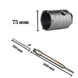 Tomax SDS Plus Elmaslı Beton Delme Ucu 75 mm Panç + 200 mm Adaptör