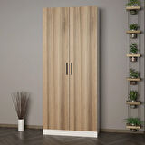 Minar Kale 210 Cm 2 Kapaklı 2B Raf Portmanto Beyaz Dore