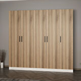 Minar Kale 210 Cm 5 Kapaklı 3B Raf Portmanto Beyaz Dore