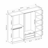 Minar Kale 5 Cam Kapaklı 2 Çekmeceli Dolap - Beyaz/Siyah 210CM