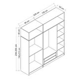 Minar Kale 5 Mebran Panjur Kapaklı 2 Ç Dolap Ve Yüklük Beyaz 190CM