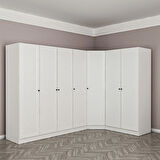 Minar Kale 7 Kapaklı 2 Çekmeceli Köşe Dolap Beyaz Mebran Panjur 190CM