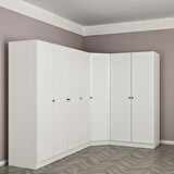 Minar Kale 7 Kapaklı 2 Çekmeceli Köşe Dolap Beyaz Mebran Panjur 190CM