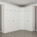 Minar Kale 7 Kapaklı 2 Ç Köşe Dolap + Yüklük Beyaz Mebran Panjur 190CM