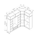 Minar Kale 7 Kapaklı 2 Ç Köşe Dolap + Yüklük Beyaz Mebran Panjur 190CM