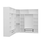 Minar Kale 9 Kapaklı 4 Ç Köşe Dolap + Yüklük Beyaz Mebran Panjur 190CM