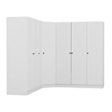 Minar Kale 7 Kapaklı 4 Çekmeceli Köşe Dolap Beyaz Mebran Panjur 210CM