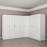 Minar Kale 8 Kapaklı 4 Çekmeceli Köşe Dolap Beyaz Mebran Panjur 210CM