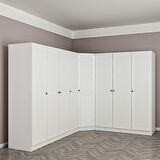 Minar Kale 8 Kapaklı 4 Çekmeceli Köşe Dolap Beyaz Mebran Panjur 210CM