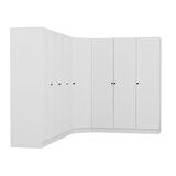 Minar Kale 8 Kapaklı 4 Çekmeceli Köşe Dolap Beyaz Mebran Panjur 210CM