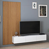 Rigel Dekor Panelli Asma Tv Ünitesi - Beyaz