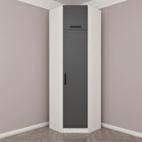 Kale 1 Kapaklı Köşe Dolap + Yüklük Beyaz Antrasit 235CM