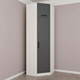 Kale 1 Kapaklı Köşe Dolap + Yüklük Beyaz Antrasit 235CM