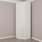 Kale 1 Kapaklı Köşe Dolap + Yüklük Beyaz Eskitme Beyaz 255CM