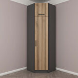 Kale 1 Kapaklı Köşe Dolap + Yüklük Antrasit Dore 255CM