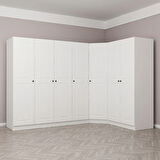 Minar Kale190 7 Kapaklı 2Ç Köşe Dolap Beyaz Mebran 190CM