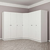 Minar Kale190 7 Kapaklı 4Ç Köşe Dolap Beyaz Mebran 190CM