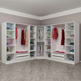 Minar Kale190 9 Kapaklı 4Ç Köşe Dolap Beyaz Mebran 190CM