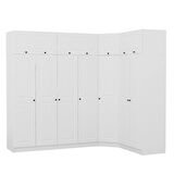 Minar Kale190 7 Kapaklı 2Ç Köşe Dolap + Yüklük Beyaz Mebran 235CM