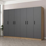 Minar Kale 6 Kapaklı 4 Ç Dolap Dore Antrasit 190CM