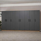 Minar Kale 8 Kapaklı 4 Ç Dolap Dore Antrasit 190CM