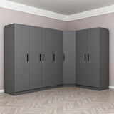 Minar Kale 7 Kapaklı 2 Ç Köşe Dolap Antrasit 190CM